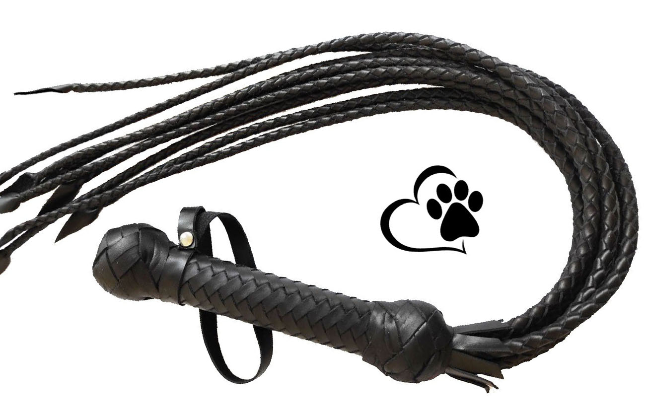 thumbnail interactive-video image 1 of Tan Cowhide Leather Flogger – Cat-O-Nine Tails Style 26 Inch – Art Of Whips 1 of 2