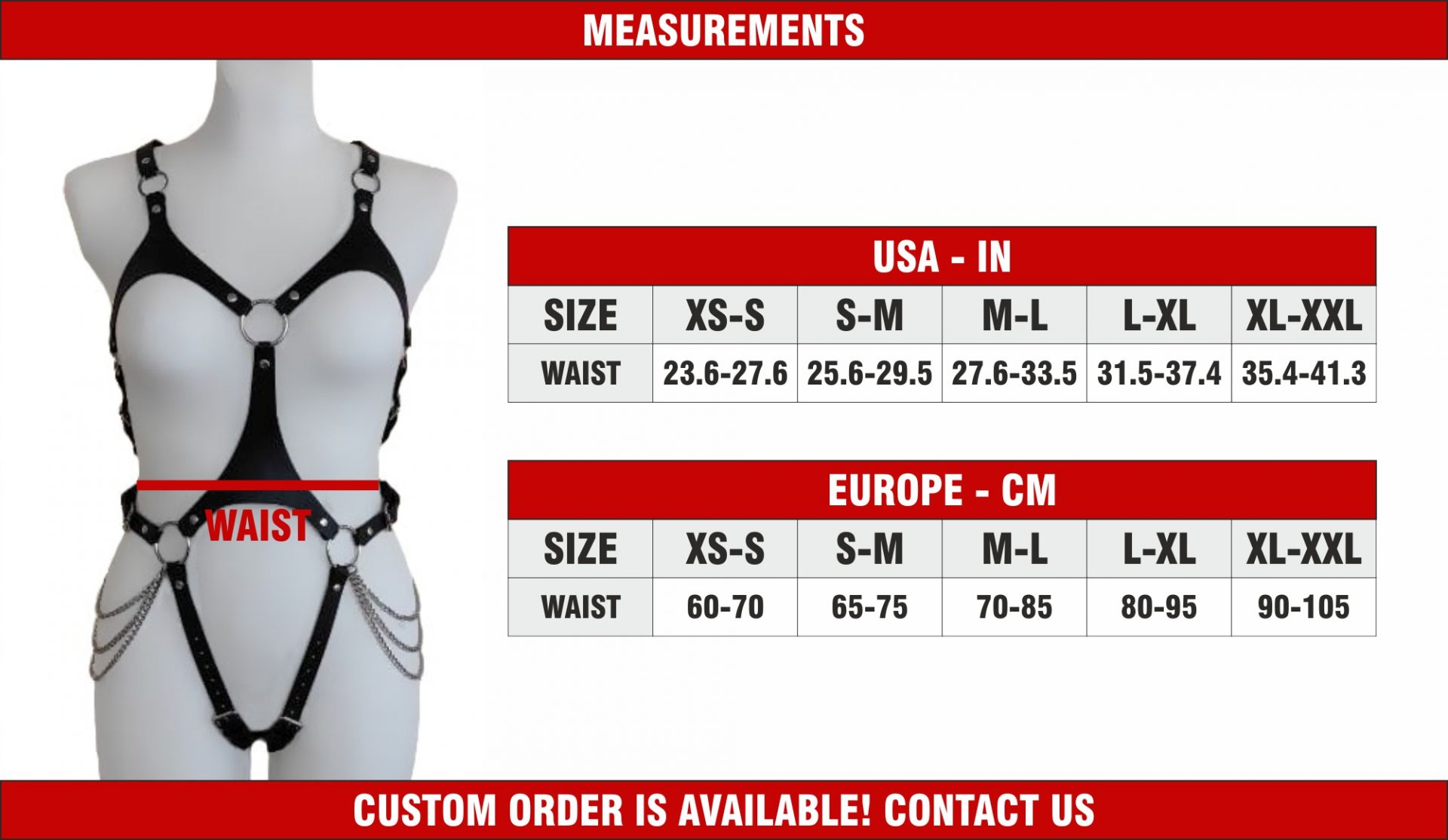 Leather Full Body Harness with Chains Painful Touch